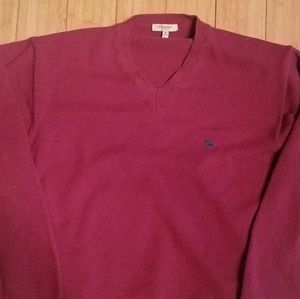 Burberry v neck burgundy sweater lambswool Italy M